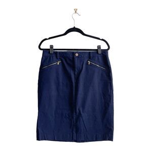 Lauren Ralph Lauren Women's Straight Cotton Pencil Skirt Navy Blue Size 10